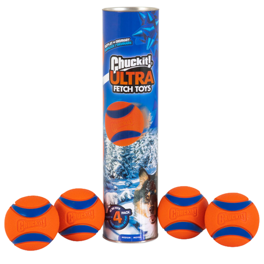 Coffret 4 balles Ultra Ball Chuckit! taille M (Ø 6 cm)