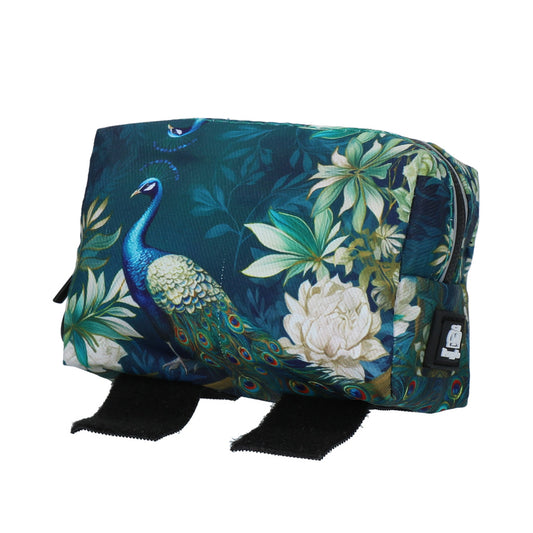 Blue Peacock Fabric Poop Bag Dispenser