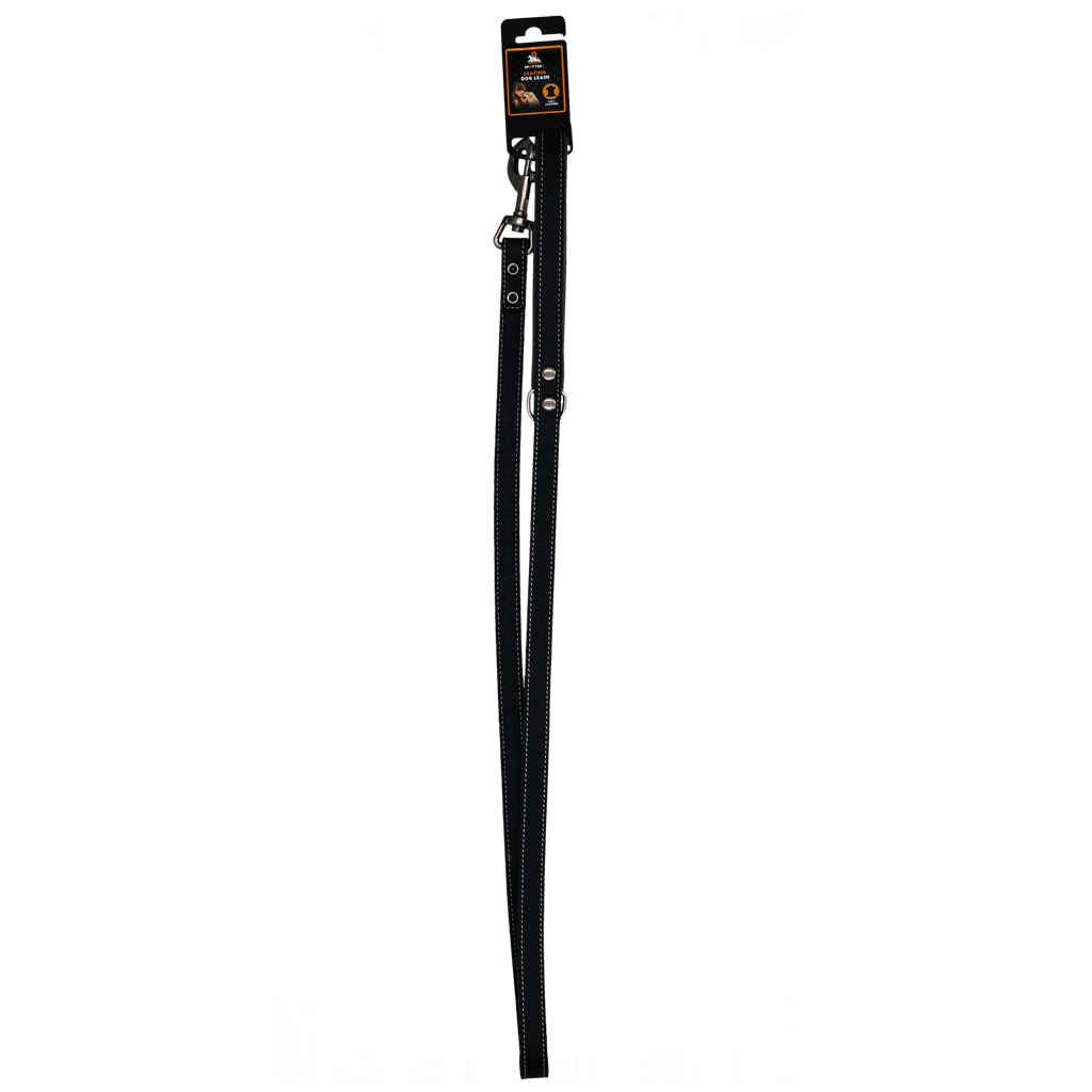 Laisse Cuir Poignée Rembourrée Noir - 130 cm