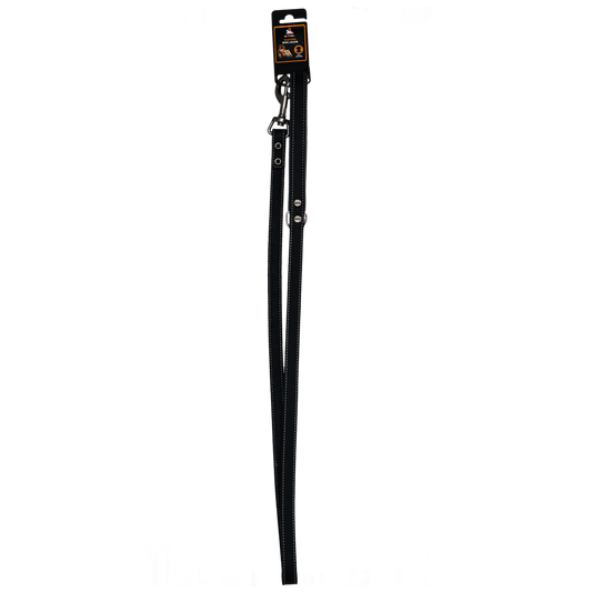 Lederleine mit gepolstertem Griff Schwarz - 130 cm