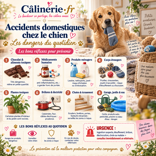 Infographie sur les accidents domestiques chez le chien et les bons réflexes de prévention