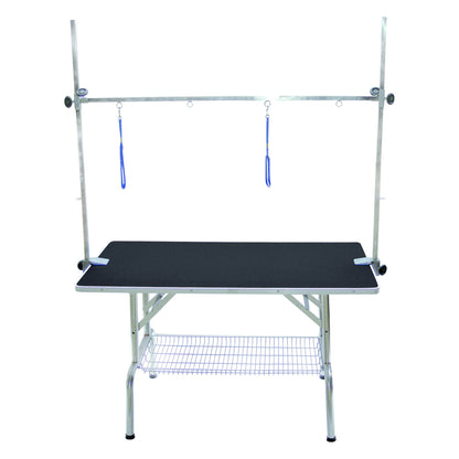 Table de toilettage pliante à potence double sans roulettes