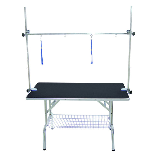 Table de toilettage pliante à potence double sans roulettes