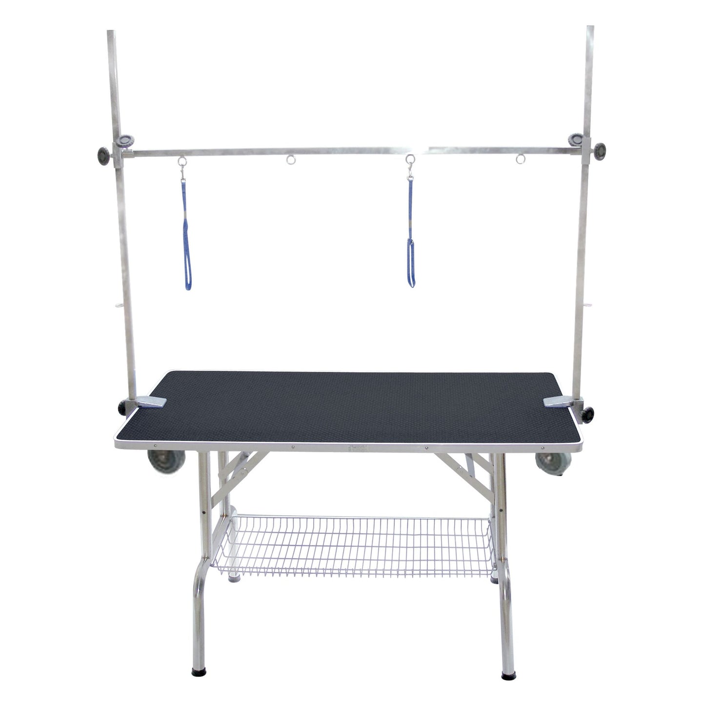 Table de toilettage pliante à potence double avec roulettes