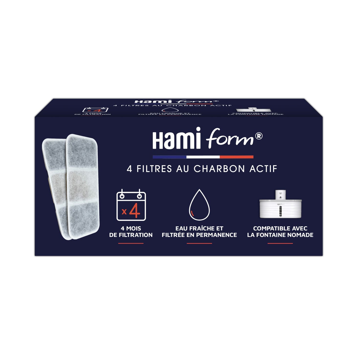 Lot de 4 filtres au charbon actif pour fontaine Hamiform