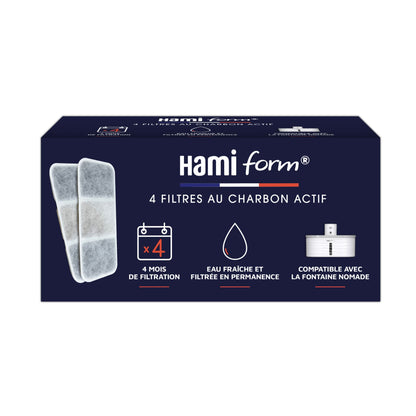 Lot de 4 filtres au charbon actif pour fontaine Hamiform