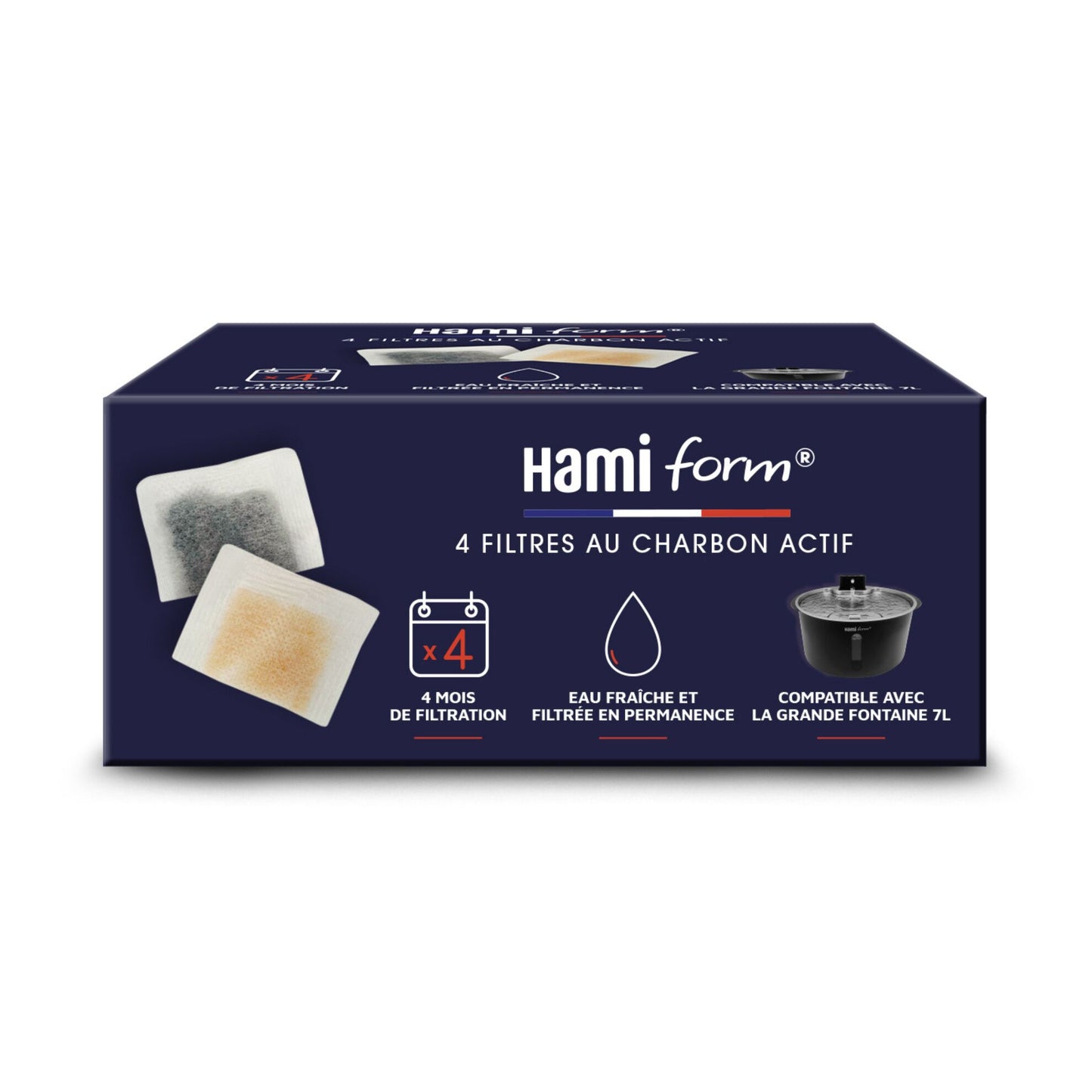Lot de 4 filtres au charbon actif pour fontaine Hamiform