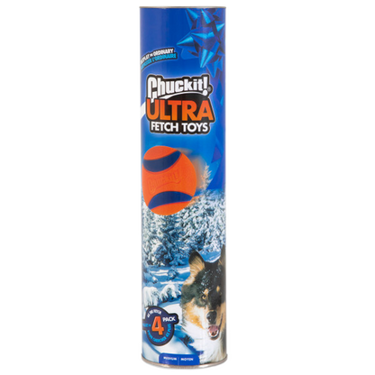 Coffret 4 balles Ultra Ball Chuckit! taille M (Ø 6 cm)