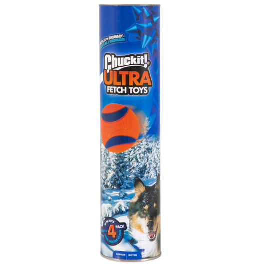 Coffret 4 balles Ultra Ball Chuckit! taille M (Ø 6 cm)