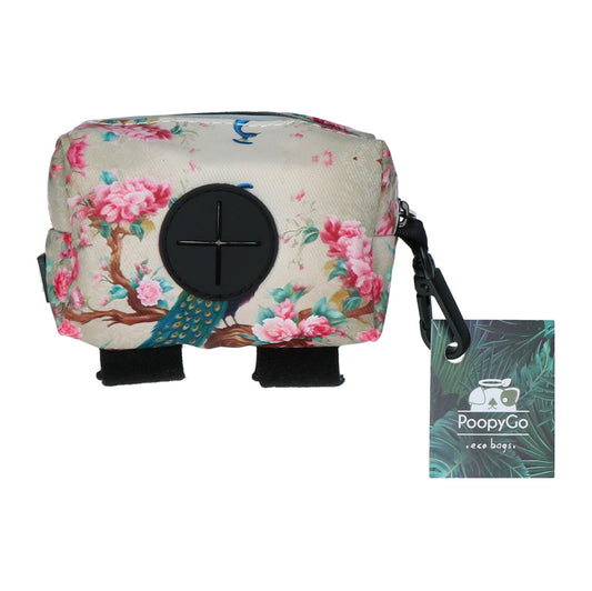 White Peacock Fabric Poop Bag Dispenser