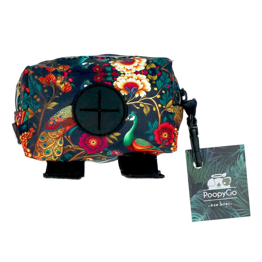 Red Peacock Fabric Poop Bag Dispenser