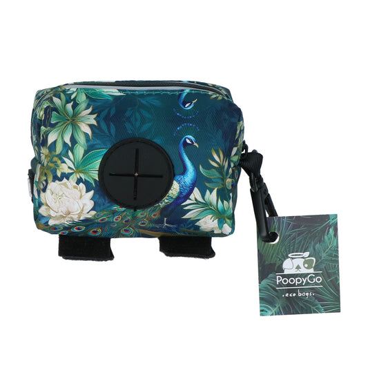 Blue Peacock Fabric Poop Bag Dispenser