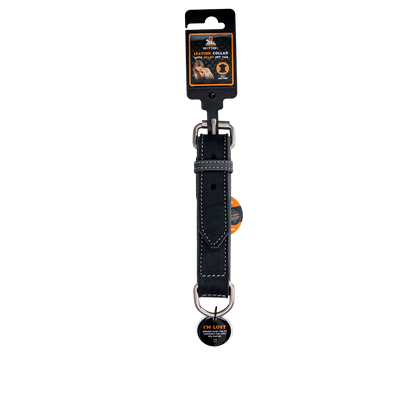 Collier Cuir Médaille Connectée Noir - 45 cm