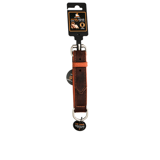 Collier Cuir Médaille Connectée Marron - 55 cm