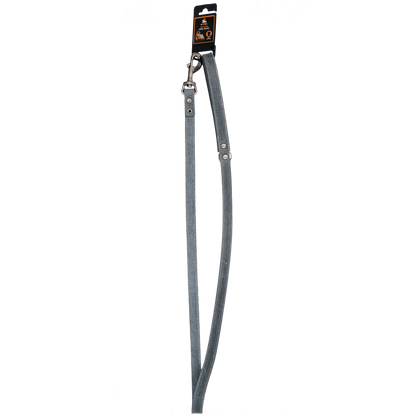 Laisse Cuir Poignée Rembourrée Gris - 130 cm