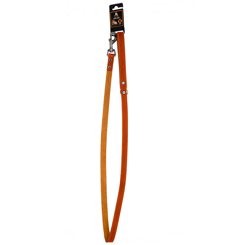 Lederleine mit gepolstertem Griff Cognac - 130 cm