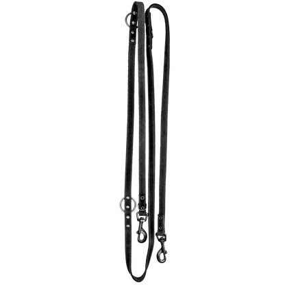 Laisse Dressage Cuir Noir - 250 cm