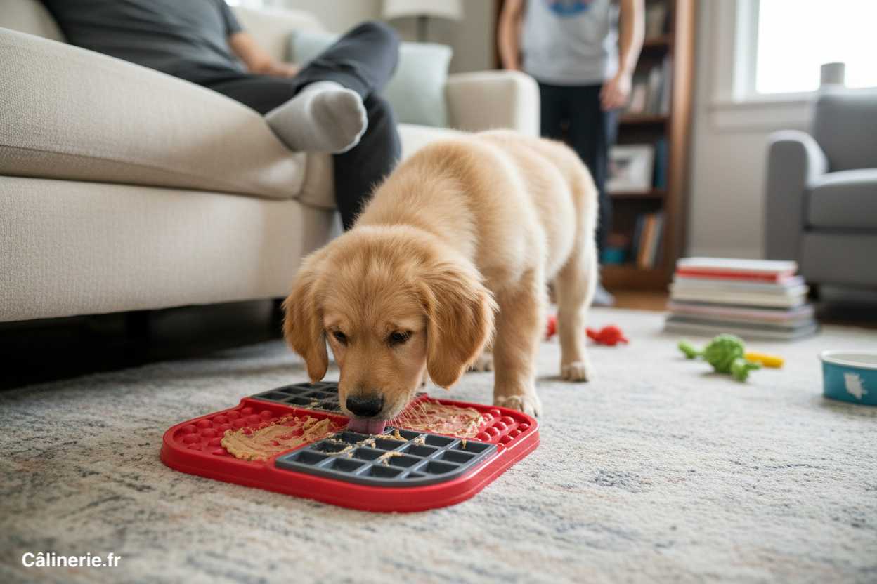 Tapis à Lécher LickiMat Slomo Rouge et Gris