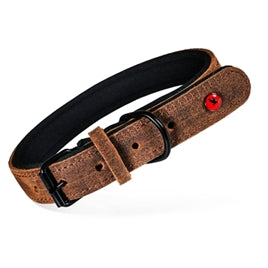 Collier en cuir doublé néoprène marron 70 × 3 cm