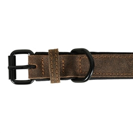 Collier en cuir doublé néoprène marron 70 × 3 cm