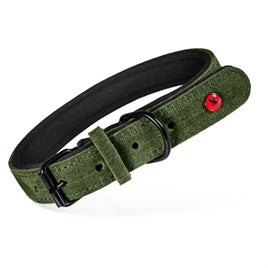Collier en cuir doublé néoprène vert 80 × 3 cm