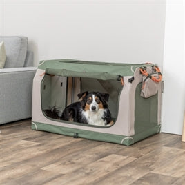 Cage de voyage pliable vert olive/beige 64x95,5 cm