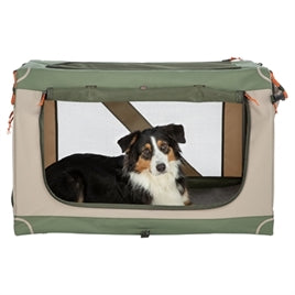 Cage de voyage pliable vert olive/beige 64x95,5 cm