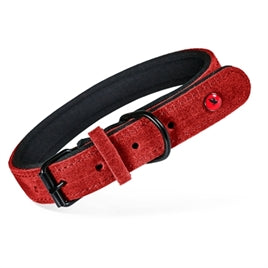 Collier en cuir doublé néoprène rouge 35 × 1,4 cm