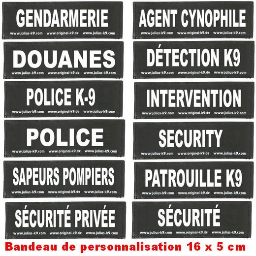 Bandes Personnalisation Harnais Detection K9 - 16x5cm